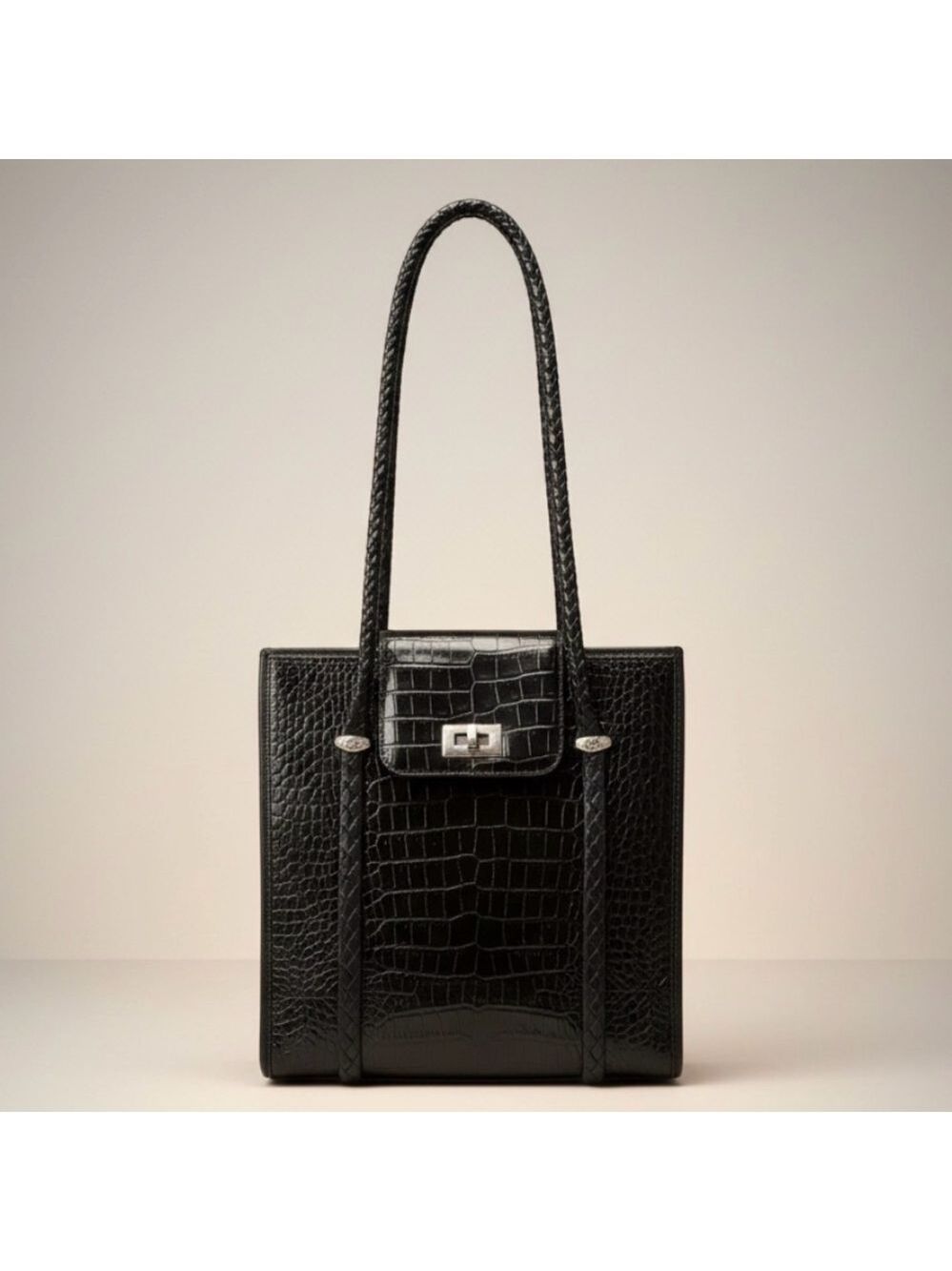Vintage Brighton Croc Embossed Leather Shoulder Bag (1996)